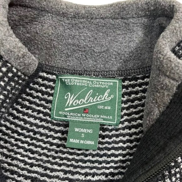 Woolrich sweater women's S black gray pattern 1/2 zip pullover cotton wool nylon - Picture 4 of 11